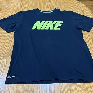 Nike Dri-Fit T-Shirt, size M, black w/lime green letters, excellent condition